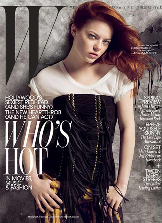 A atriz indicada ao Globo de Ouro Emma Stone estrela a capa da "W Magazine" de janeiro