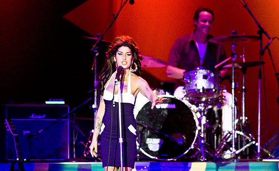 A cantora inglesa Amy Winehouse na Arena Anhembi, em São Paulo