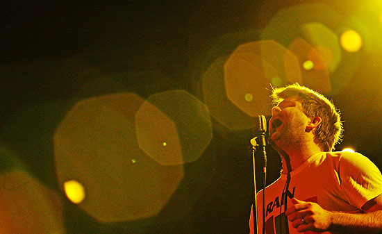 O cantor James Murphy, vocalista do LCD Soundsystem, durante apresentao no Skol Beats, em So Paulo, em 2006