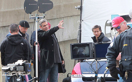O ator George Clooney durante as gravaes de seu novo filme, "The Ides of March"