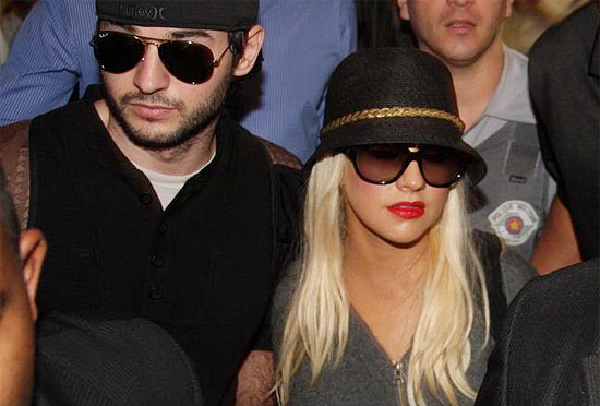 Christina Aguilera e Matthew Rutler em São Paulo; eles foram presos hoje em Los Angeles