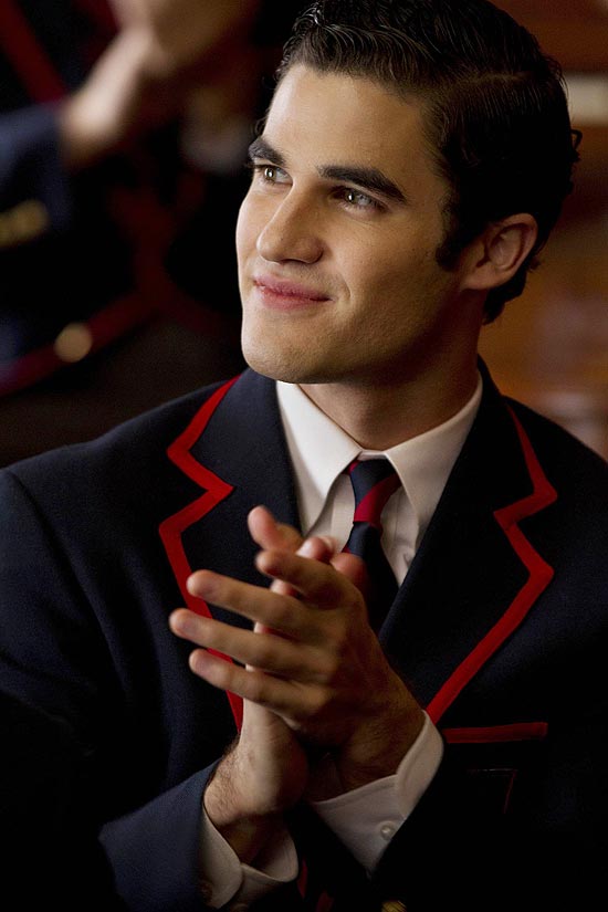 O ator Darren Criss, que faz o personagem, lder do coral dos Warblers no seriado musical &quot;Glee&quot;