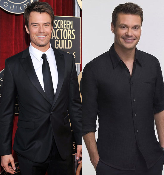 O ator Josh Duhamel ( esq.) e o apresentador Ryan Seacrest ( dir.)