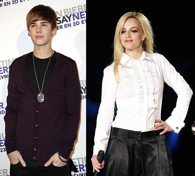Os cantores Justin Bieber e Britney Spears