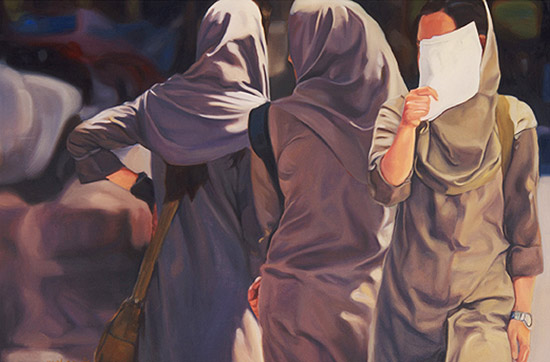 Óleo sobre tela sem título de 2009, de autoria da artista plástica iraniana Shohreh Mehran, exposto na Bienal de Charjah