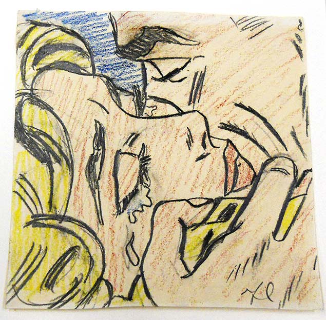 O desenho "Drawing for a Kiss V", esboo feito pelo artista plstico Roy Lichtenstein