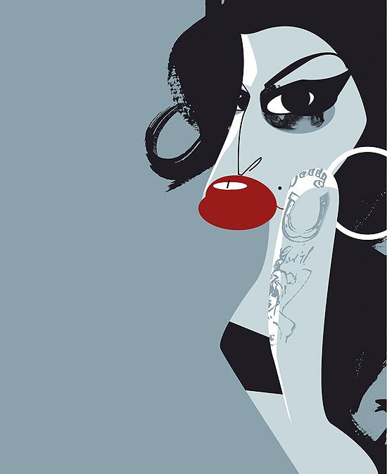 Trabalhos de 80 ilustradores, com estilos muito diferentes entre si, foram selecionados para o livro. A ilustração acima retrata a cantora britânica Amy Winehouse