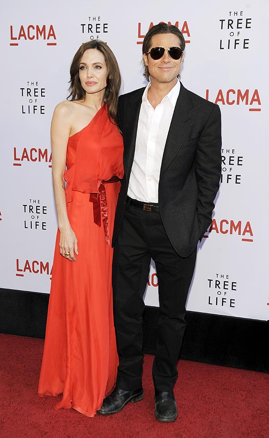Angelina Jolie e Brad Pitt na pr-estreia de "A rvore da Vida" em Los Angeles nesta tera-feira