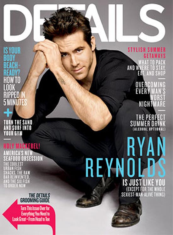 O ator Ryan Reynolds na capa da revista "Details"