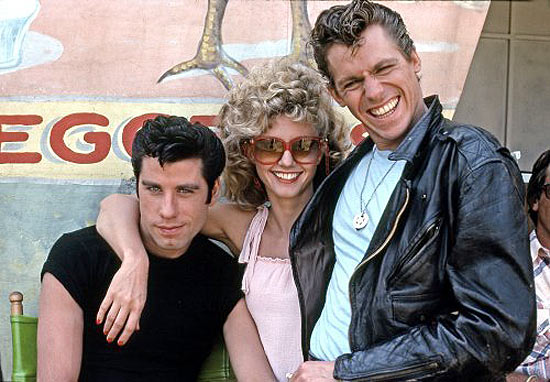 John Travolta, Olivia Newton-John e Jeff Conaway em "Grease - Nos tempos da Brilhantina"