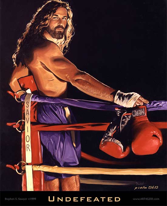 Jesus boxeador na obra do artista plástico norte-americano Stephen Sawyer