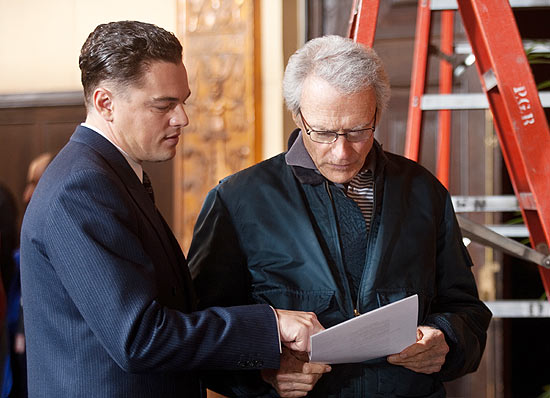 ORG XMIT: NYET287 In this image released by Warner Bros. Pictures, Leonardo DiCaprio, left, and director Clint Eastwood are shown on the set of "J Edgar." DiCaprio portrays FBI director J. Edgar Hoover in Eastwood's moving and controversial biopic in theaters Wednesday, Nov. 9. (AP Photo/Warner Bros. Pictures, Keith Bernstein)
