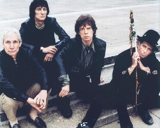 Os integrantes da legendária banda de rock Rolling Stones