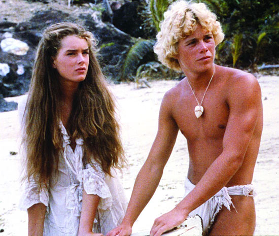 Brooke Shields e Christopher Atkins em "A Lagoa Azul", de 1980, um dos filmes mais reprisados da "Sessão da Tarde" (Globo)