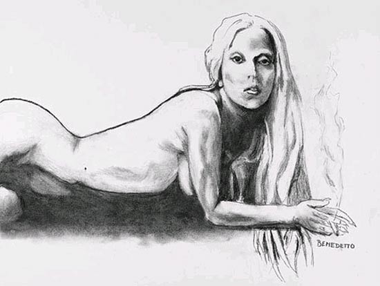Desenho de Lady Gaga nua feito e assinado por Tony Bennett