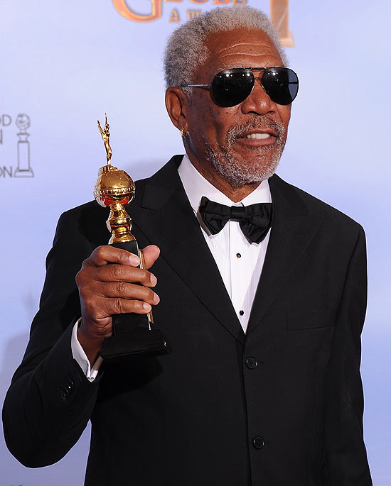 Ator Morgan Freeman ao receber homenagem do Globo de Ouro