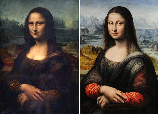 Mona Lisa de Leonardo da Vinci (à esquerda) e cópia descoberta no Museu do Prado