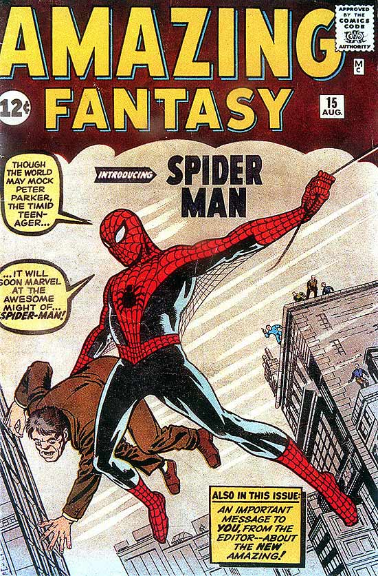 Capa da primeira aparição do Homem-Aranha, na revista "Amazing Fantasy" nº 15