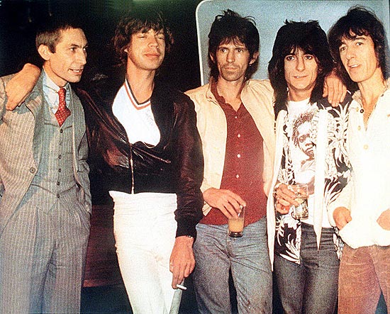 A banda Rolling Stones em foto de turnê de 1976
