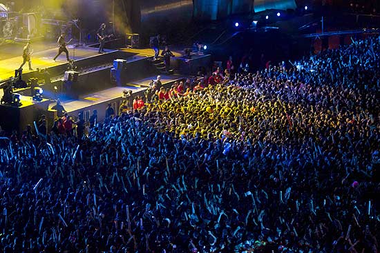 Banda Detonautas em show durante o Rock in Rio, no Rio de Janeiro, em 2011
