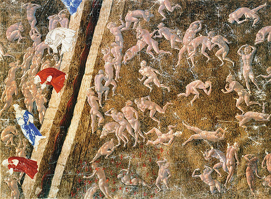 Tela de Sandro Botticelli que ilustra a "Divina Comdia", de Dante Alighieri, em edio de luxo da Ateli Editorial