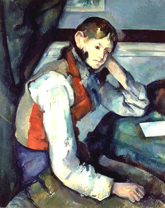Reproduo da tela "O Menino de Colete Vermelho", de Paul Czanne