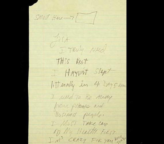 Carta de Michael Jackson para Lisa Marie Presley que foi retirada de leilo 