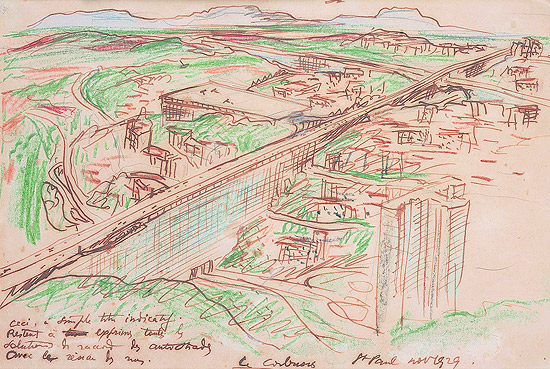 Projeto de Le Corbusier para a cidade de So Paulo, desenhado em 1929