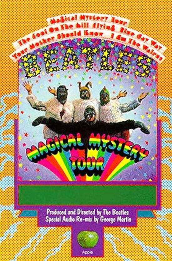 O cartaz do filme "Magical Mystery Tour" (1967), dos Beatles