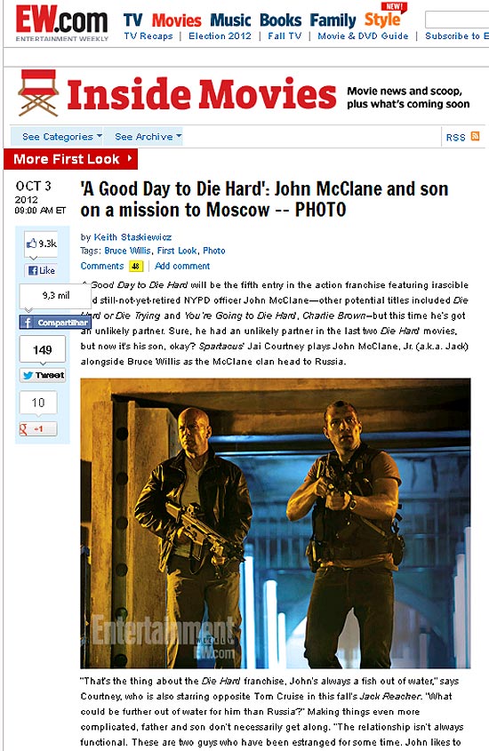 Folha de - Ilustrada - John McClane aparece com o filho em 1ª foto do novo Folha de - Ilustrada - John McClane aparece com o filho em 1ª foto do novo