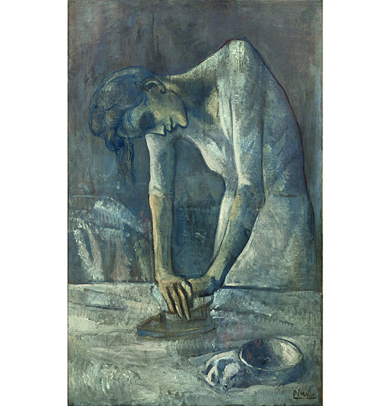 Quadro "Mulher Passando Roupa", de Picasso, que faz parte da fase azul do artista