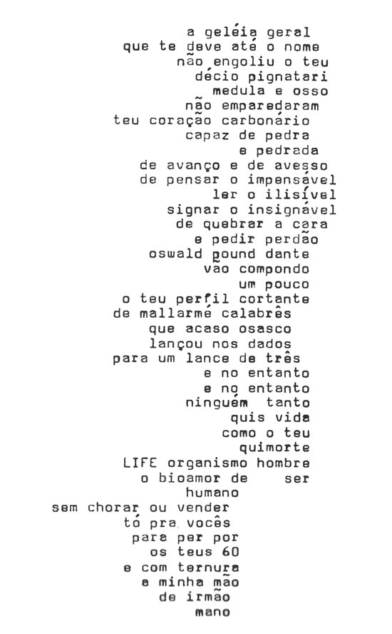 "Profilograma DP", poema escrito por Augusto de Campos para Décio Pignatari