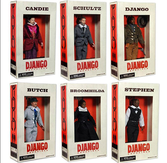Bonecos inspirados em personagens do filme "Django Livre", que causam polmica nos Estados Unidos