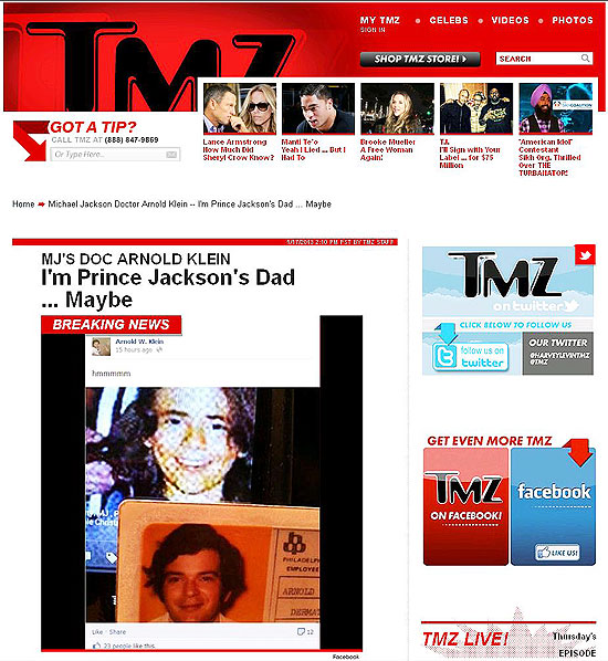 Imagem do site "TMZ" mostra as fotos de Prince (acima) e do mdico 