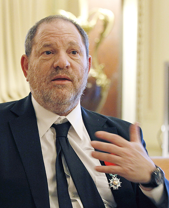 ORG XMIT: DLM115 U.S film producer and movie studio chairman Harvey Weinstein during an interview with the Associated Press in Paris, Wednesday, March 7, 2012, the same day as Weinstein received, Chevalier of the Legion of Honor by French President Nicolas Sarkozy.(AP Photo/Remy de la Mauviniere)