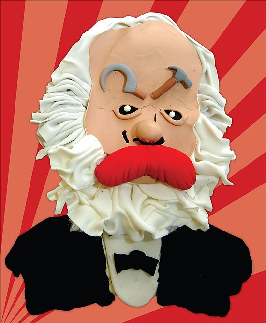 Retrato de Karl Marx feito com massinha pelo artista Nobru