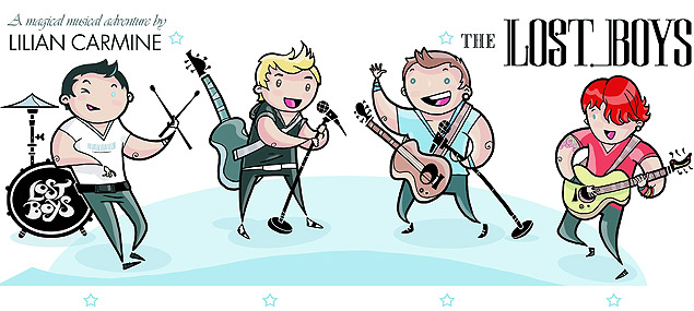 Personagens da banda que d nome ao livro "The Lost Boys", em ilustrao da autora