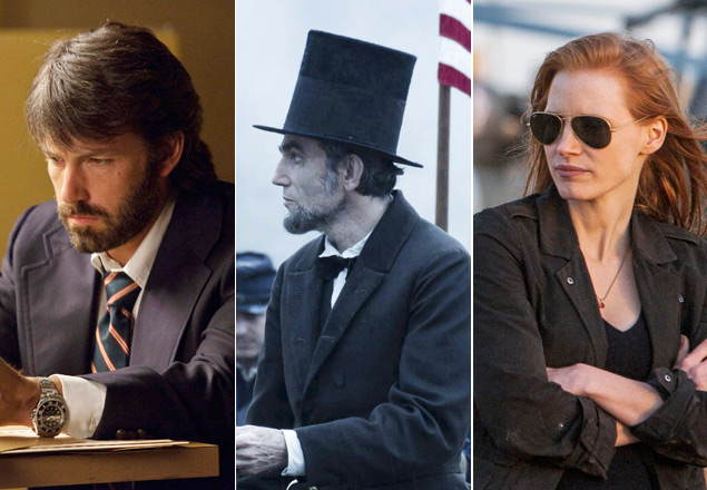 "Argo", de Ben Affleck, "Lincoln", de Steven Spielberg, e "A Hora Mais Escura", de Kathryn Bigelow