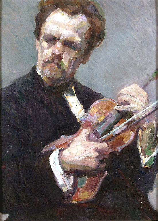 "O Violinista", obra de Lasar Segall que est em mostra em homenagem a ele no Museu Lasar Segall 