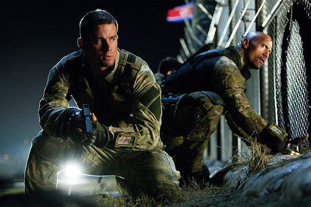 Channing Tatum (esq.) e Dwayne Johnson em cena do novo filme da franquia "G.I. Joe - - Retaliação"