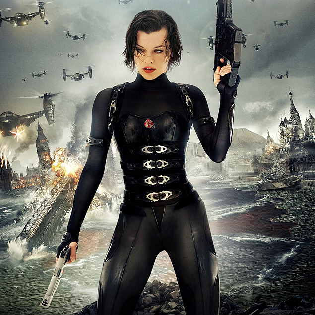 A atriz MIlla Jovovich em cena de "Residente Evil: Retribuição"