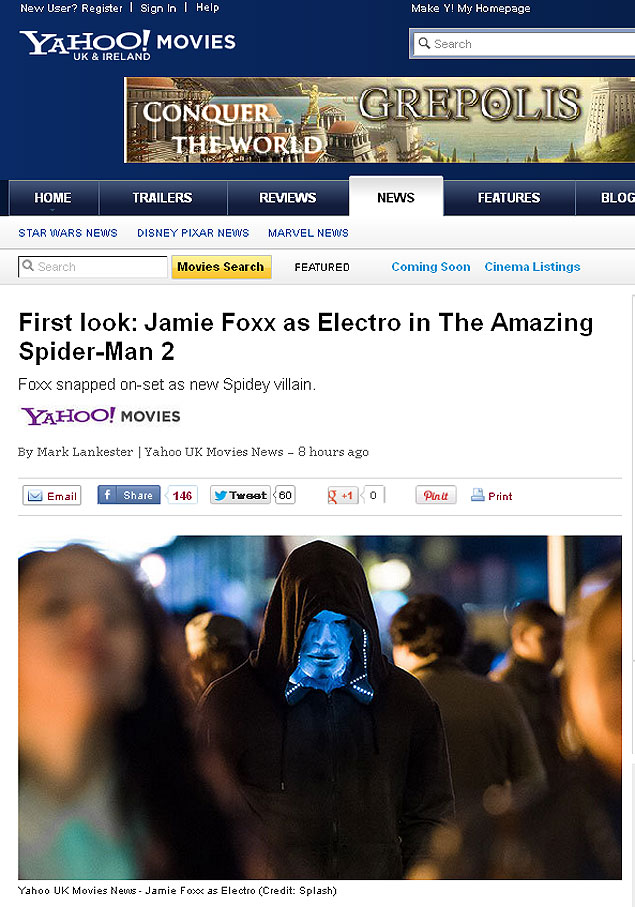 Primeira imagem de Jamie Foxx como o vilo Electro de "O Espetacular Homem-Aranha 2"