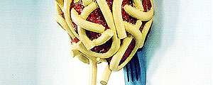 Obra: "Garfo com Bola de Carne e Espaguete", do artista Claes Oldenburg (Reprodução)