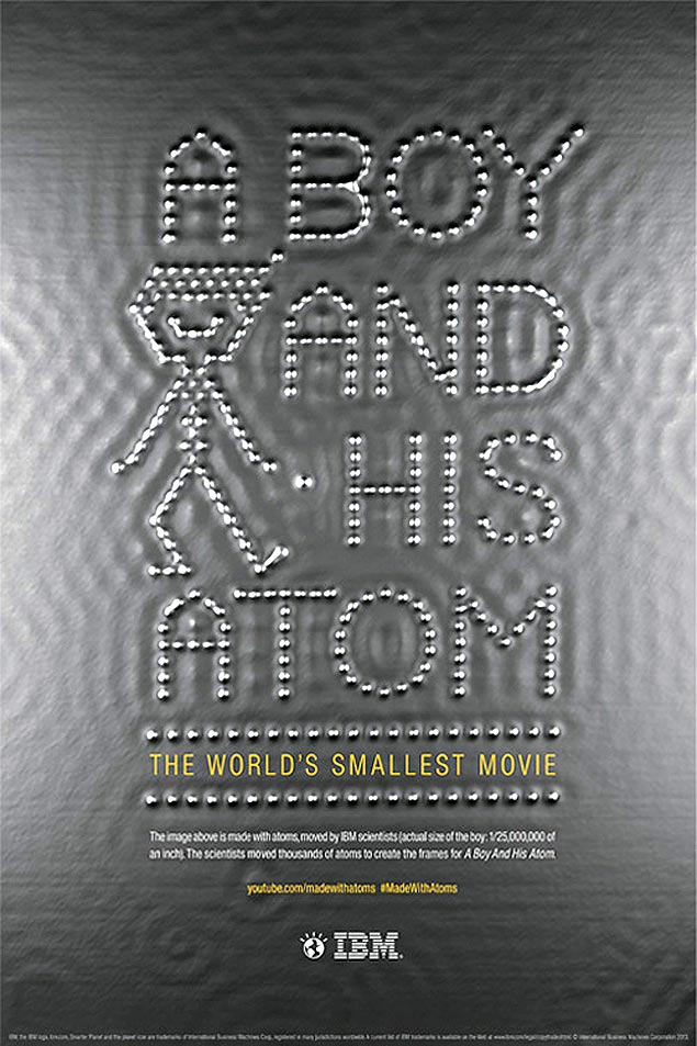 Cartaz de "A Boy and His Atom: The World's Smallest Movie", curta-metragem concebido por cientistas da IBM a partir do movimento dos átomos