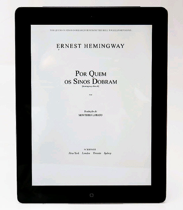 E-book de Hemingway de editora americana em português