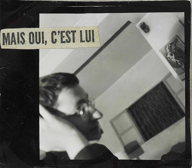 Guy Debord em colagem "Chutes de Phrases Dcoupes (Aprs Mmoires)", feita em 1958