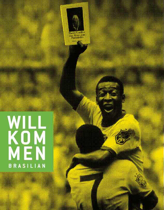 Cartaz de divulgação da Feira de Frankfurt faz montagem com Pelé segurando um livro