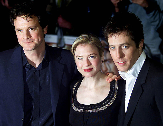 Colin Firth, Renee Zelwegger e Hugh Grant chegam para a pr-estria do filme O Dirio de Bridget Jones em Londres, Inglaterra