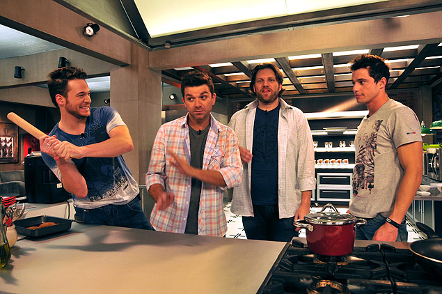 Gravao do programa 'Homens Gourmet', comandado por quatro chefs de cozinha