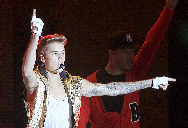 O cantor canadense Justin Bieber em show no Panamá
